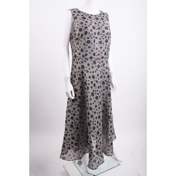 Akris Punto Womans Jacquard Dot Midi Dress Size 10 Black Polka Dot Organdy NWT - Picture 3 of 9